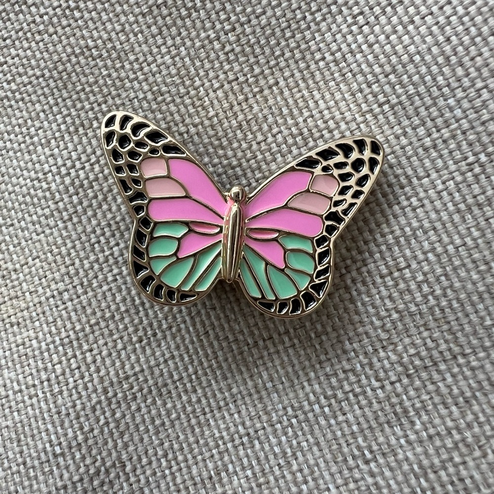 Crocs Gold Metal Elevated Colorful Butterfly Jibbitz